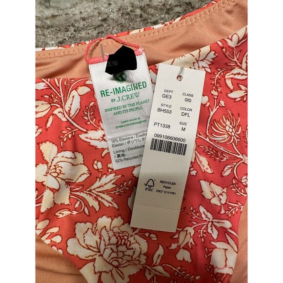 J Crew Bikini Bottom Womens Medium Pink White Floral Cheeky Swimsuit Beachy - Picture 3 of 7